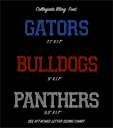 Collegiate Rhinestone Bling Font – Personalized Rhinestone Transfer