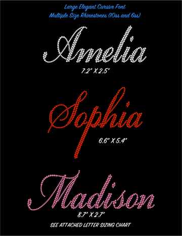 Elegant Script Bling Font – Personalized Rhinestone Transfer