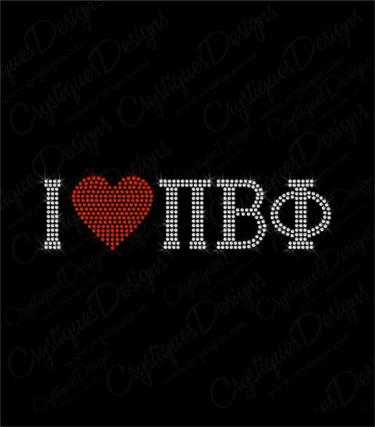 I Love Sorority Bling Rhinestone Font – Personalized Greek Letter Transfer