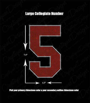 Large Collegiate Rhinestone Number - Rhinestone Number Transfer