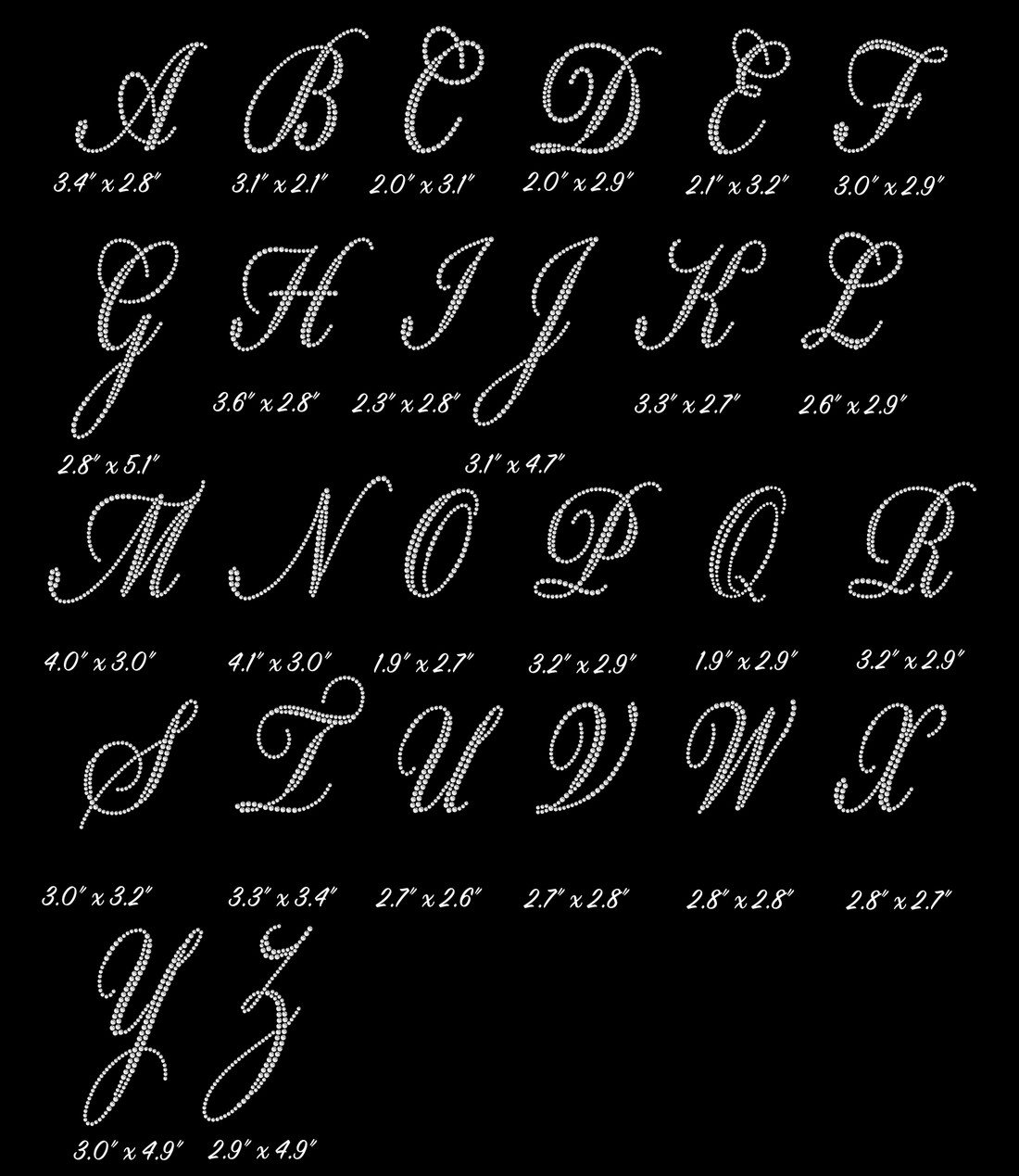 Elegant Script Bling Font – Personalized Rhinestone Transfer