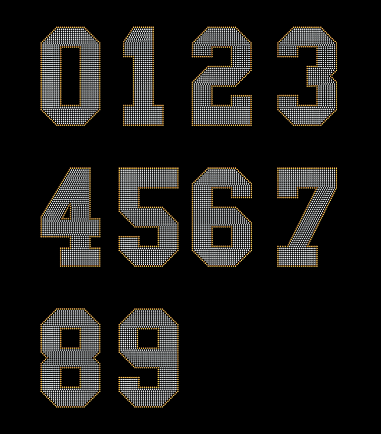 Small Collegiate Rhinestone Number - Rhinestone Number Transfer