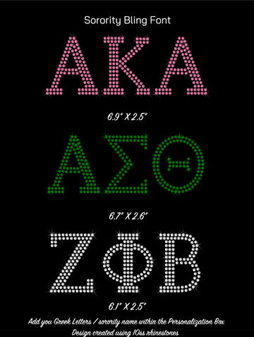 Sorority Bling Rhinestone Font – Personalized Greek Letter Transfer